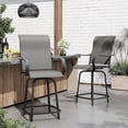 thumbnail image 1 of MRUAKA Patio Swivel Bar Stools Chair of 2, Outdoor Bar Height Set, All Weather High Back and Armrest Patio Stools & Bar Chairs for Backyard, Lawn Garden, Balcony and Pool, Dark Gray, 1 of 7