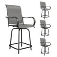 thumbnail image 1 of MRUAKA Patio Swivel Bar Stools Chair of 4, Outdoor Bar Height Set, All Weather High Back and Armrest Patio Stools & Bar Chairs for Backyard, Lawn Garden, Balcony and Pool, Dark Gray, 1 of 9