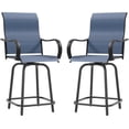 thumbnail image 1 of MRUAKA Patio Swivel Bar Stools Chair of 2, All Weather High Back and Armrest Patio Stools & Bar Chairs for Backyard, Lawn Garden, Balcony , Blue, 1 of 6