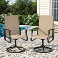 thumbnail image 1 of MRUAKA Patio Swivel Chairs Set of 2, Outdoor Dining Chairs Mid Back All Weather Breathable Textilene Outdoor Swivel Chairs with Metal Rocking Frame for Lawn Garden Backyard Deck, Khaki, 1 of 8