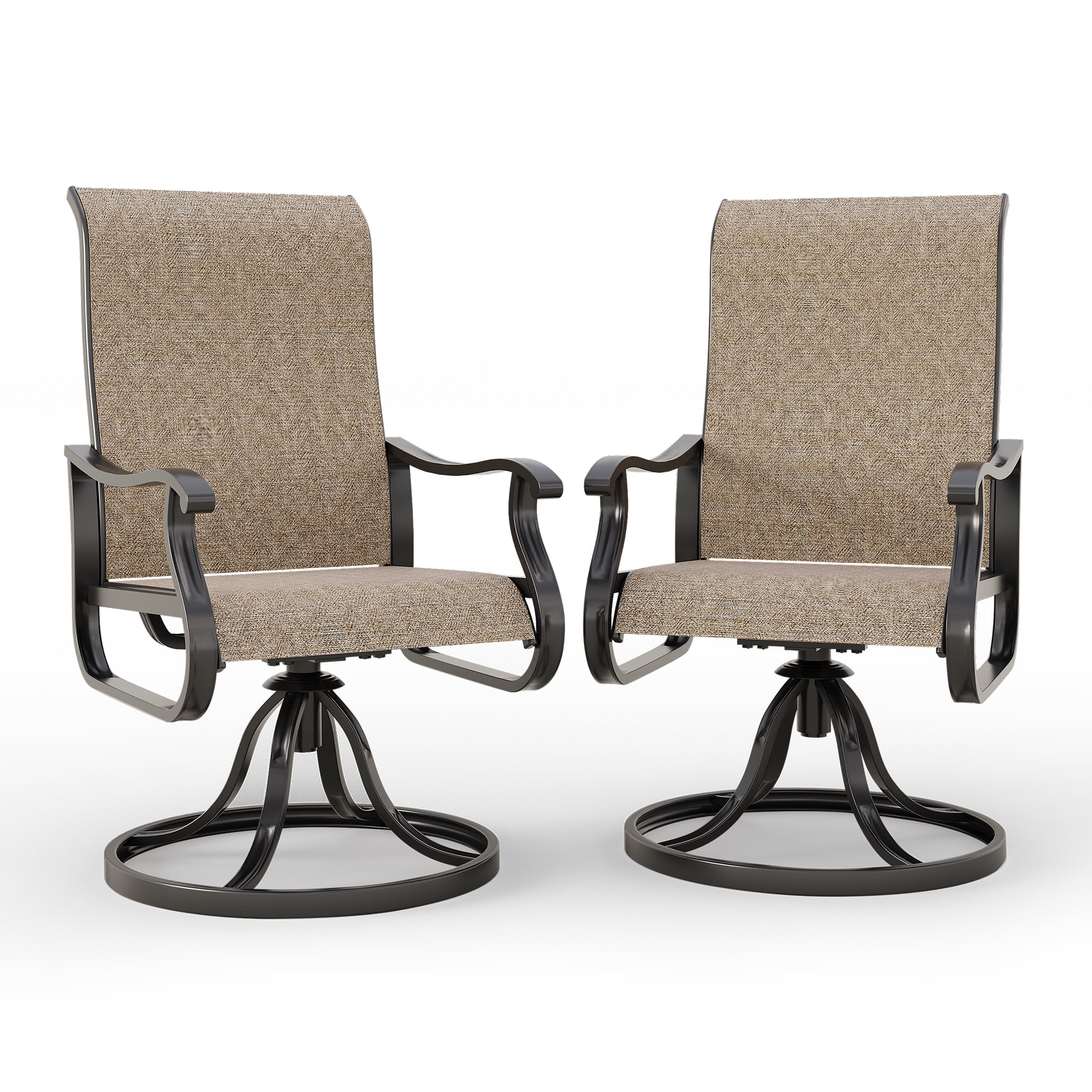 ECOPATIO Set of 2, High Back Swivel Patio Chairs, AllWeather, 360