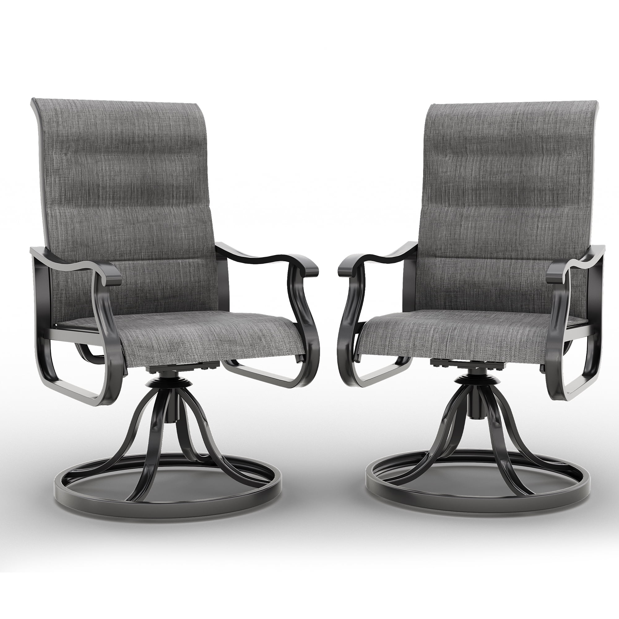 ECOPATIO Outdoor Swivel Patio Chairs Set of 2, High Back, All Weather