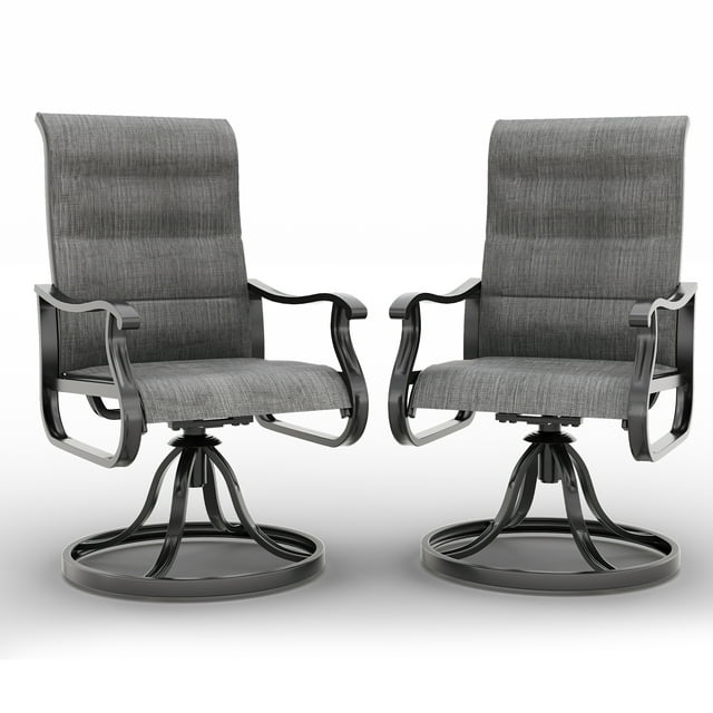ECOPATIO Outdoor Swivel Patio Chairs Set of 2, High Back, All Weather