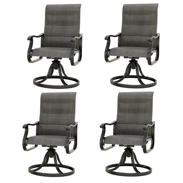 ECOPATIO Set of 4 Swivel Patio Chairs, High Back, Padded, AllWeather