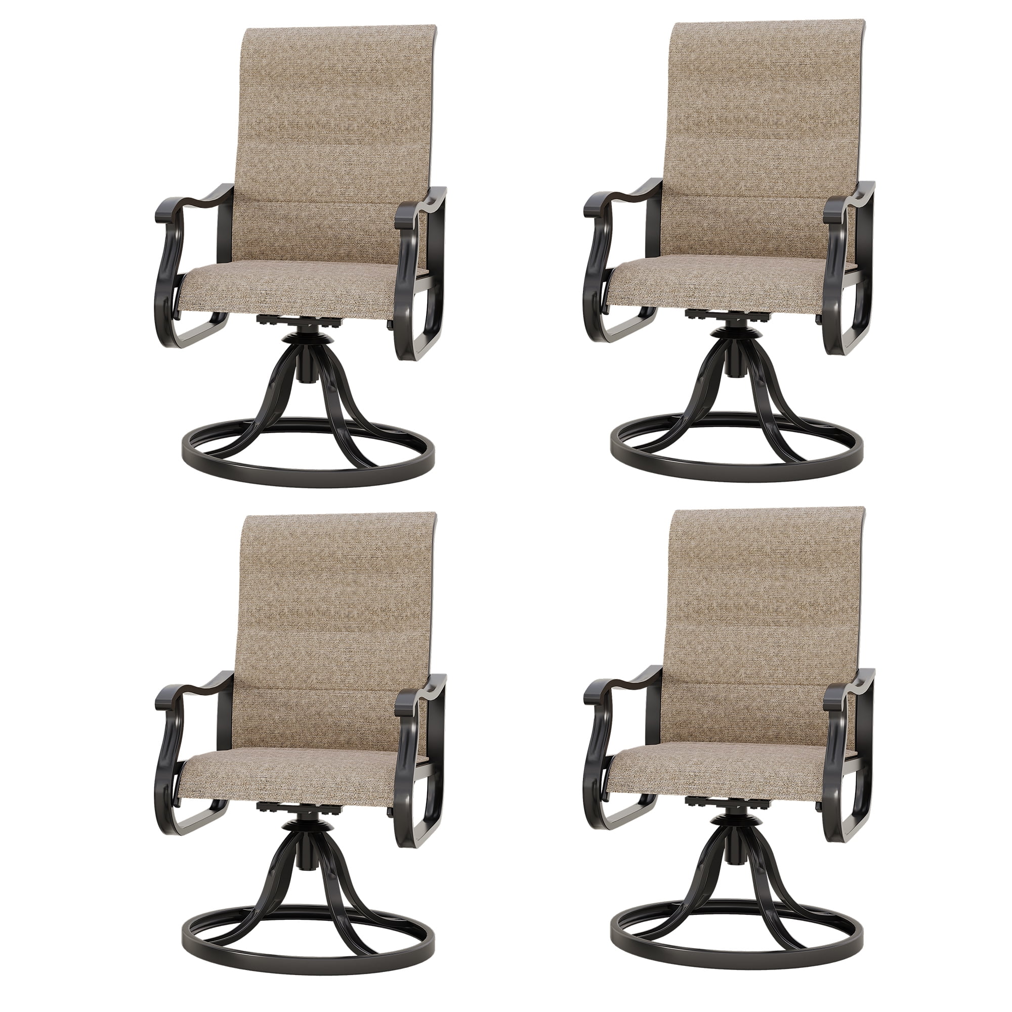 ECOPATIO Outdoor Swivel Chairs Set of 4, High Back Padded, All-Weather