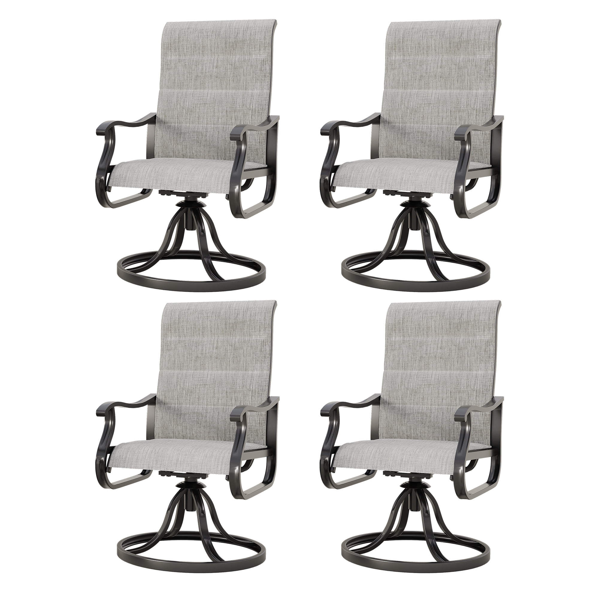 ECOPATIO 4-Piece All-Weather Textilene Patio Swivel Chair Set, High ...