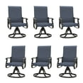 thumbnail image 1 of MRUAKA Patio Swivel Chairs Set of 6, Outdoor Dining Chairs High Back All Weather Breathable Textilene Outdoor Swivel Chairs with Metal Rocking Frame for Lawn Garden Backyard Deck, Blue, 1 of 6