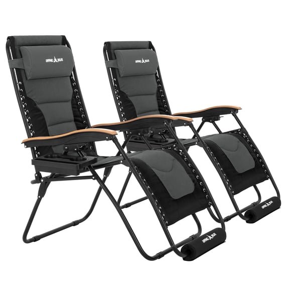 MRUAKA Zero Gravity Chair Set of 2 XL 29In Oversized Outdoor Anti Gravity Chairs Patio Lounge Folding Adjustable Chair with Cup Holder Foot Pad & Padded Headrest, Support 500lbs