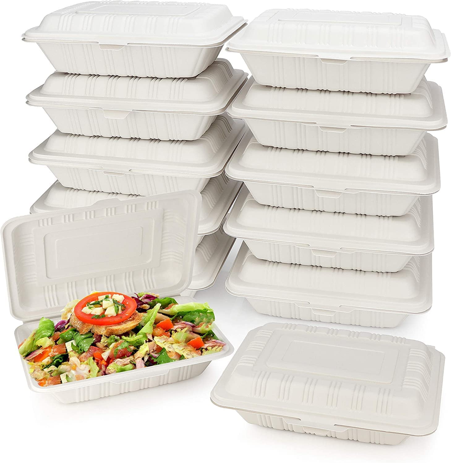 ECOPAX Eco-Friendly Pebble Box Take Out Container, Ivory