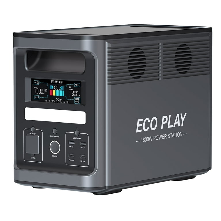 特価！Eco Play EP1800E エクストラバッテリー 拡張 1536Wh Eco Play 1800W Continuous Portable Power Stations, 1536Wh LiFePO4