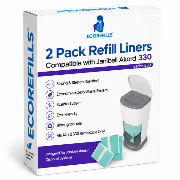 ECOREFILLS Adult Diaper Pail Refill Bags Compatible with Janibell Akord 330, 2-Pack