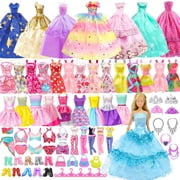 ECORELF 100 Pcs Doll Clothes and Accessories Set for 11.5 Inch Doll -Complete Wardrobe Set for Girls