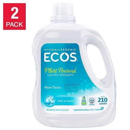 ECOS HE Liquid Laundry Detergent, Free & Clear, 210 loads