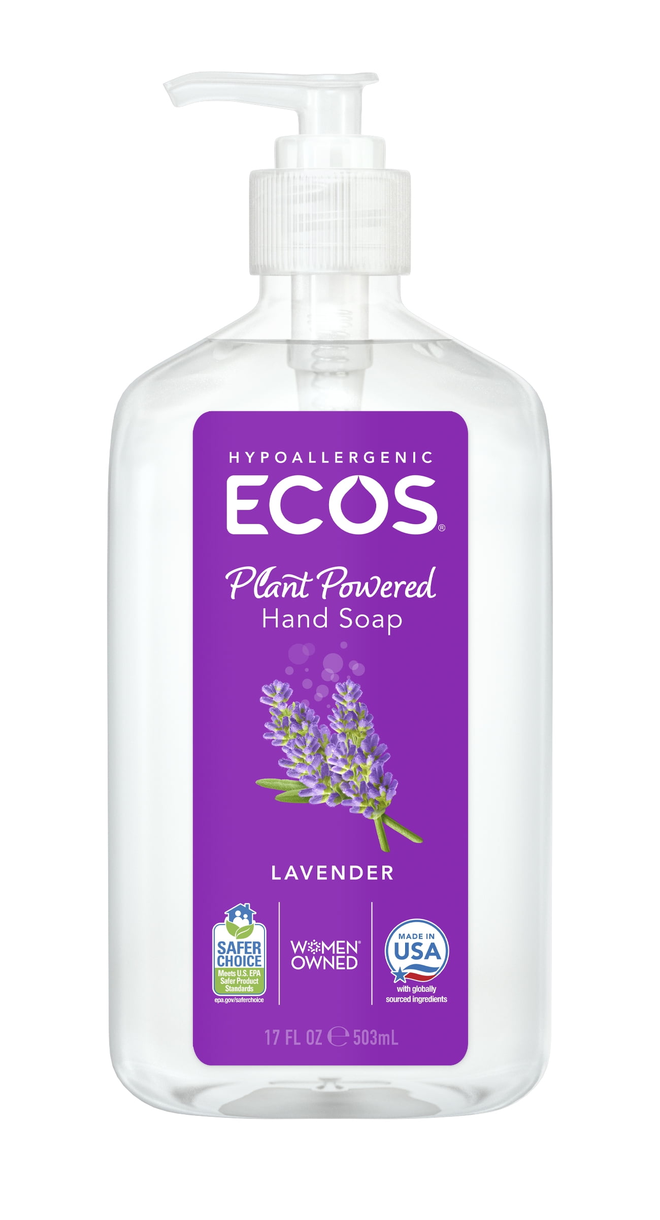 ECOS Hypoallergenic Hand Soap, Lavender, 17 Oz