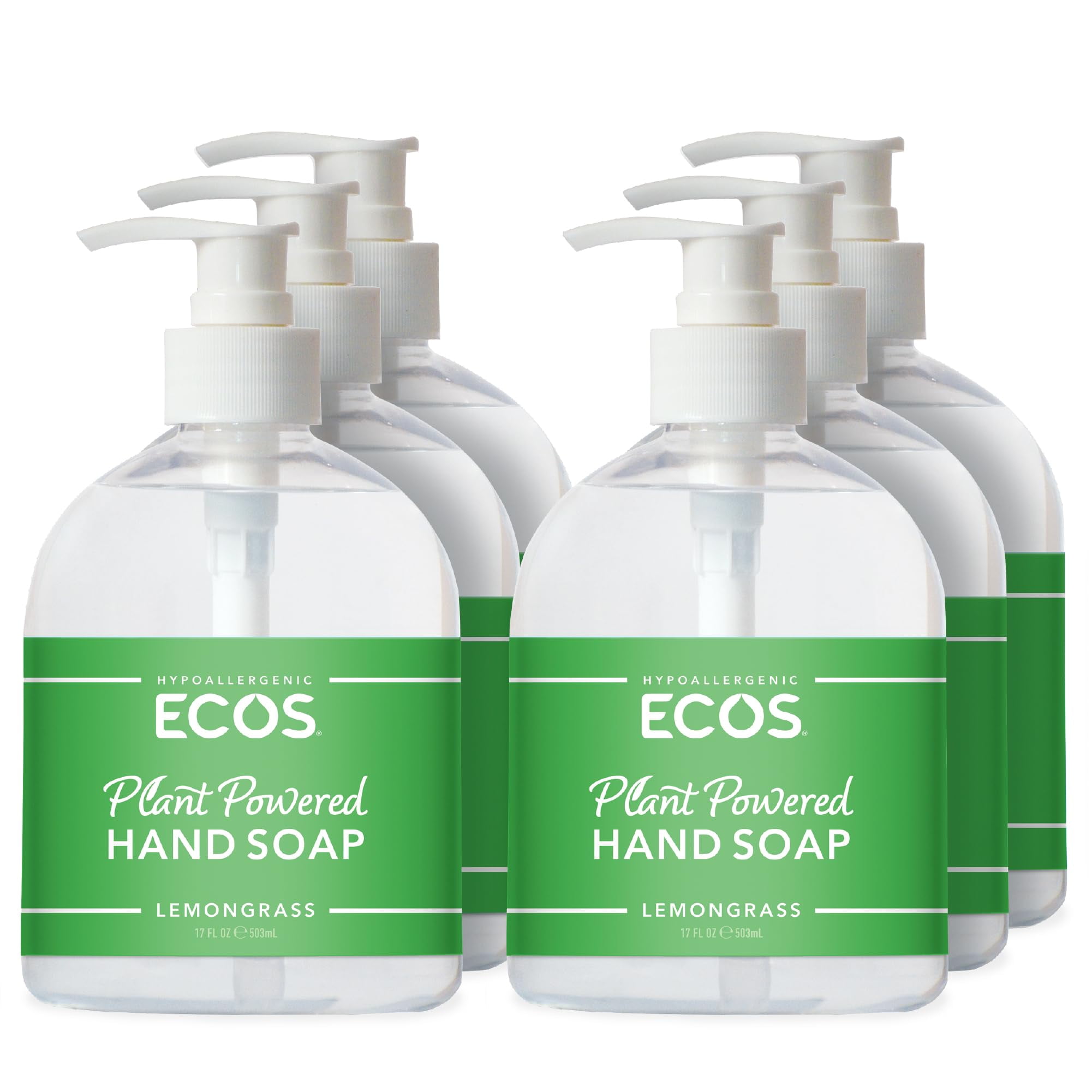 ECOS Hypoallergenic Hand Soap Plants Based Hand Soap Safe for Sensitive Skin Lemongrass