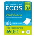 thumbnail image 1 of ECOS Hypoallergenic Laundry Detergent Sheets for Sensitive Skin, Free & Clear, 64 ct, 1 of 1