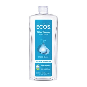 ECOS Hypoallergenic Liquid Dish Soap, Free & Clear, 25 Fluid Ounce