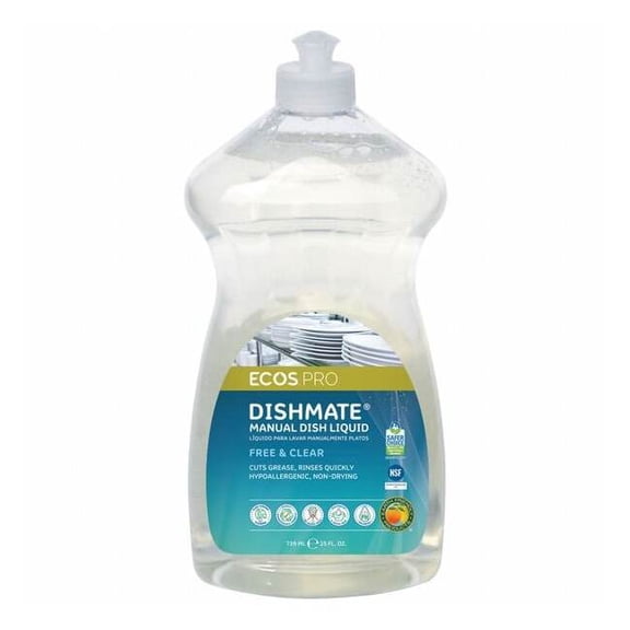 ECOS Hypoallergenic Dish Soap, Free and Clear, 25 Fl Oz