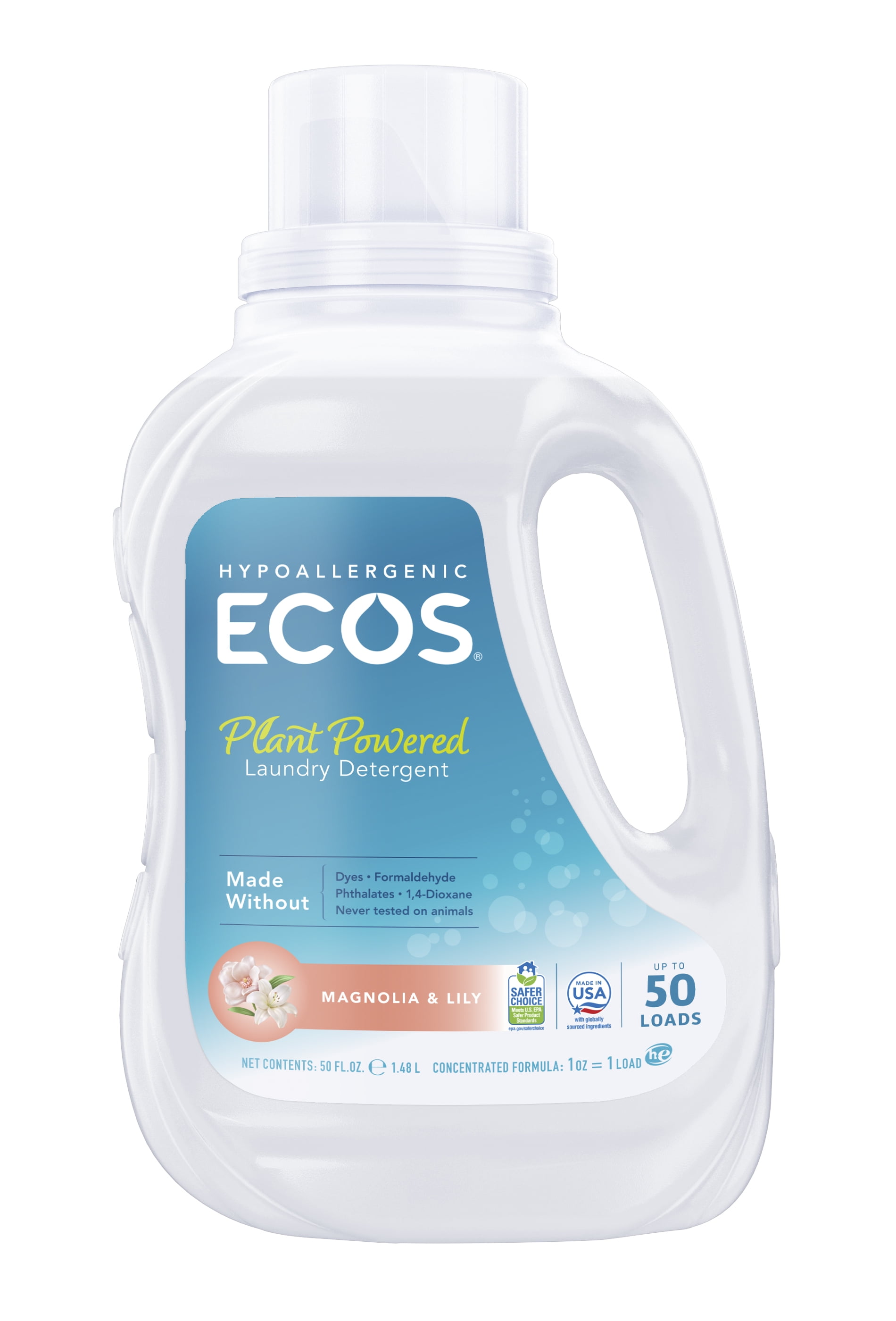 ECOS Plant-Based Magnolia & Lily Laundry Detergent, 50 Loads