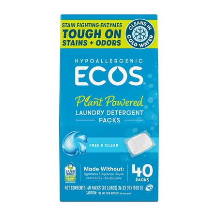ECOS Laundry Detergent Packs with Enzymes Free & Clear 40/Pack (9637/06)