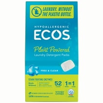 ECOS Laundry Detergent Packs with Stain Fighting Enzymes, Free & Clear,
