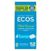 ECOS Hypoallergenic Laundry Detergent Packs for Sensitive Skin, Free & Clear, 52 Loads, Laundry Pods