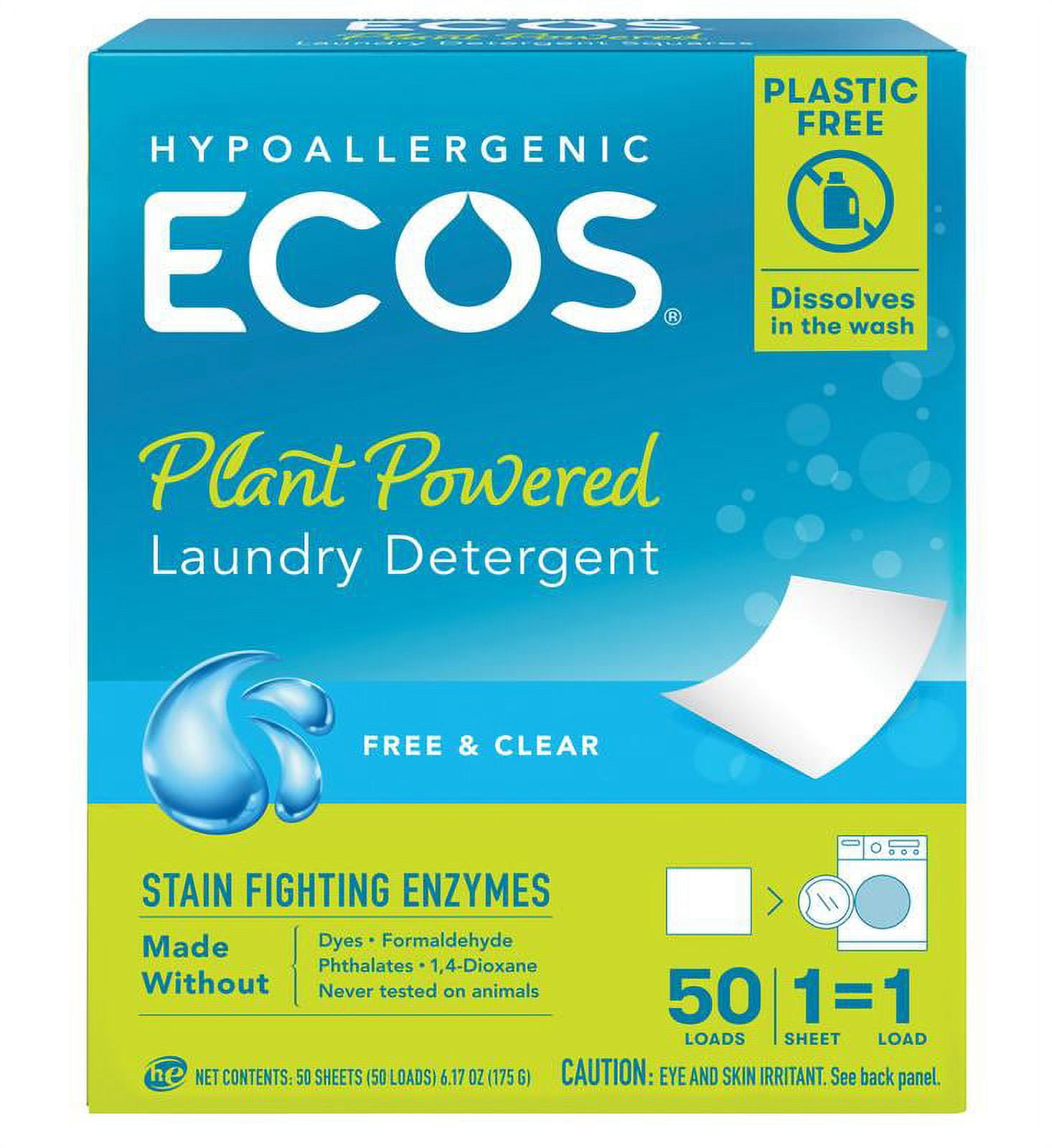 Ecosnext Laundry Detergent, Hypoallergenic, Free & Clear - 50 squares [175 g]