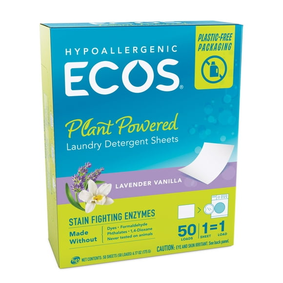 ECOS Laundry Detergent Sheets, 50ct, Lavender Vanilla