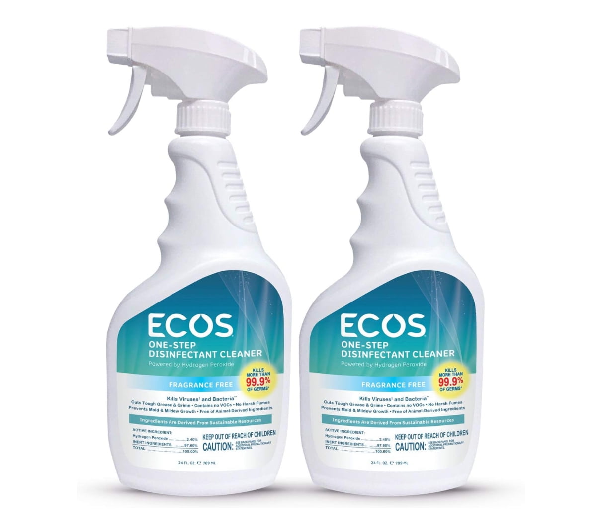 ECOS OneStep Disinfectant Spray Cleaner FragranceFree by Earth Friendly Products, Blue, Free Scent, 24 Fl Oz (Pack of 2)
