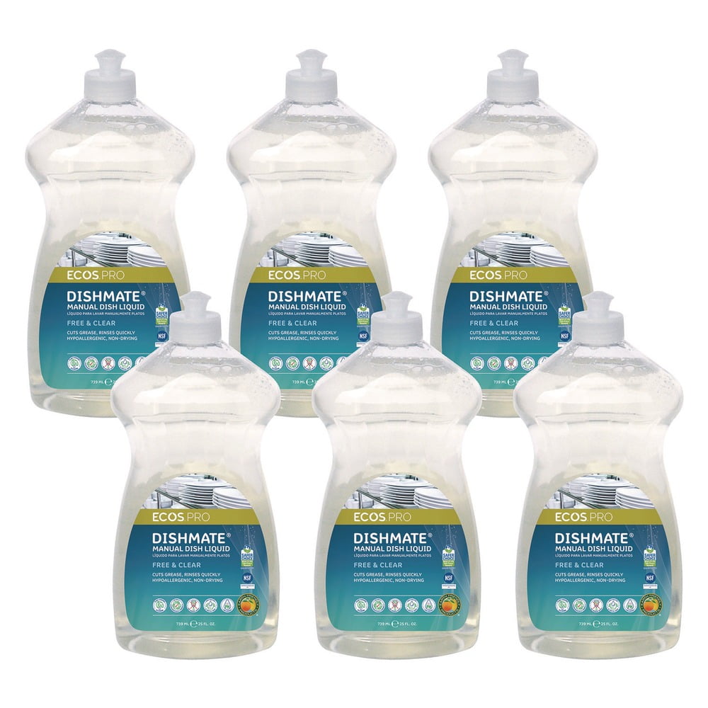 25 oz Dishmate Manual Dish Liquid Squeeze Bottle - Free and Clear (6/Carton)