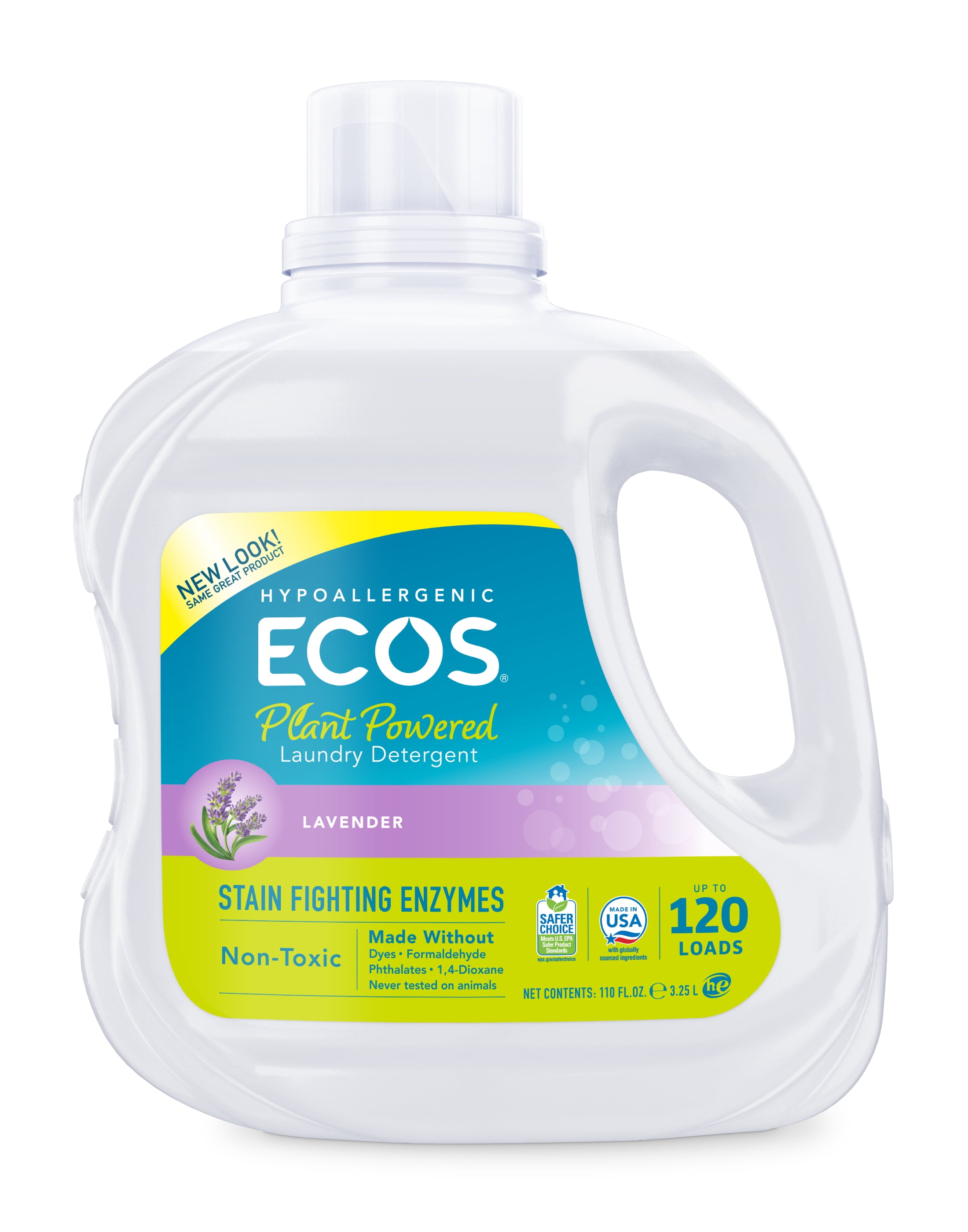 Ecos Plant Powered Liquid Laundry Detergent With Stain-Fighting Enzymes,  Free & Clear, 120 Loads, 110 Ounce, Hypoallergenic For Sensitive Skin -  Walmart.Com