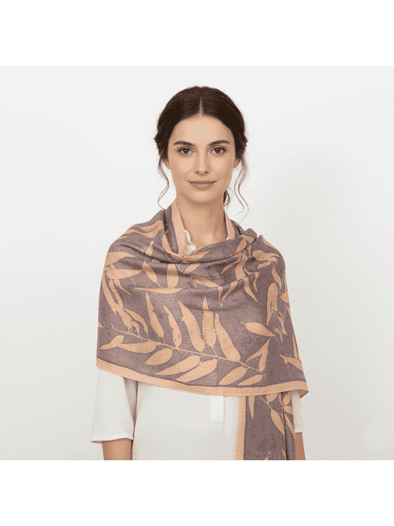Earthy Hues Eco-Printed Scarf for Women, Lightweight Natural Fabric Botanical Wrap