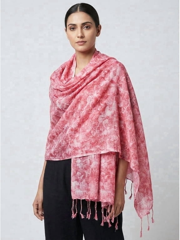 Pink Rose Marble Scarf for Women, Lightweight Natural Fabric Fashion Wrap