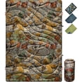 thumbnail image 1 of ECOSILK Outdoor Blanket  | XL Puffy Camping Blanket for Hiking Backpacking | Lightweight Packable Travel  Blanket w. Stuff Sack for Picnic Festival |55 X 79 in| Forest Camo..., 1 of 6