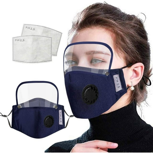ECOSPRIAL  Fashion  Face Mask, Washable Reusable Face Protection with Filter Detachable Eye Shield