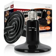 ECOSUB 150W Ceramic Heat Emitter, E26 Reptile Heat Lamp Night Reptile Terrarium Heat Bulb 2PC