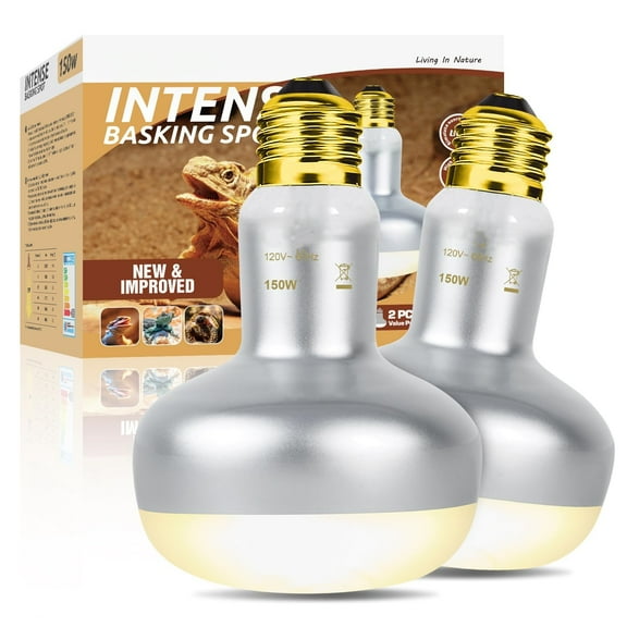 ECOSUB 150W Reptile Heat Lamp, Intense Basking Spot Simulate Natural Sunlight Heat Lamp Bulb 2 Pack