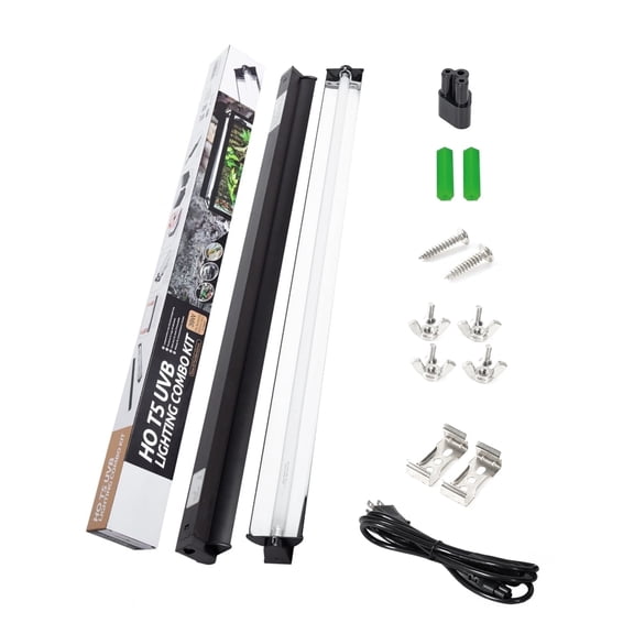 ECOSUB 39W Reptile Lighting Combo Kit, with Detachable Curved Reflector and T5 5.0 HO UVB Lamp Bulb