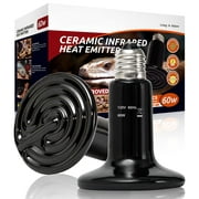 ECOSUB 60W Ceramic Heat Emitter, Reptile Heating Lamp, 2 Pack