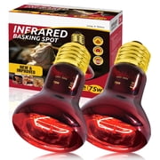 ECOSUB 75W Reptile Heat Lamp Bulb, Infrared Heating Emitter Red Heat Lamp, 2PCS