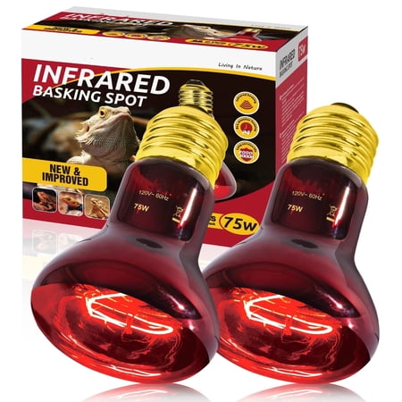 ECOSUB 75W Reptile Heat Lamp Bulb, Infrared Heating Emitter Red Heat Lamp, 2PCS