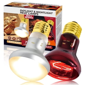 ECOSUB 75W Reptile Heating Lamp Bulb, 2 PC Daylight & Nightlight Bulbs for Bearded Dragon Tank