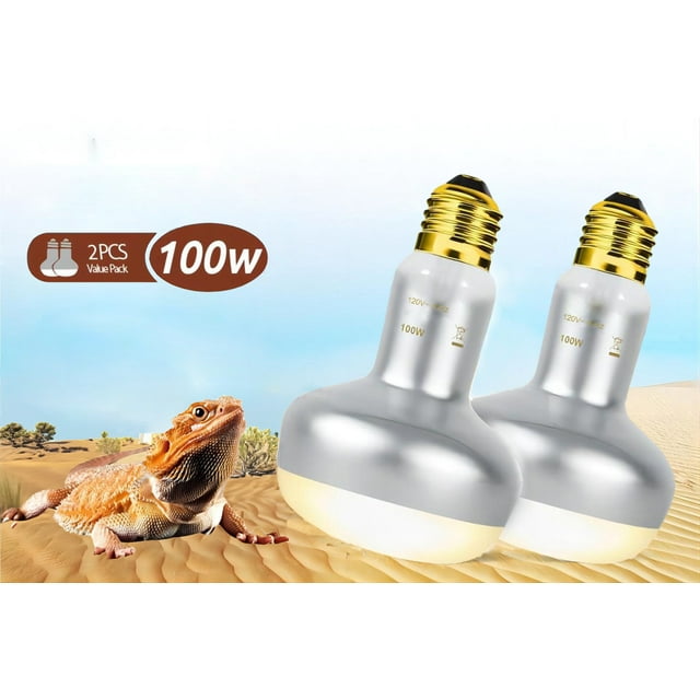REPTI ZOO 2 Pack 100W Reptile Heat Lamp Bulbs,Upgraded Reptile Day And Night