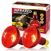 ECOSUB Reptile Heat Lamp 100W, 2Pcs E26 Basking Spot Light, Infrared Heat Lamp, Red