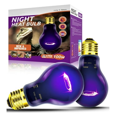 ECOSUB Reptile Heat Lamp 2 Pack, 100W E26 Reptile Night Heat Bulb, Without UVA
