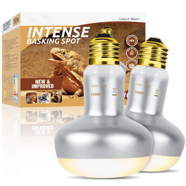 ECOSUB Reptile Heating Lamp, 100W UVA Basking Spot, Natural Sunlight Heat Lamp, 2Pcs