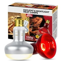 ECOSUB UVA Reptile Heat Lamp 100W, Daylight & Nightlight Reptile Light & Infrared Basking Bulb, 2Pcs