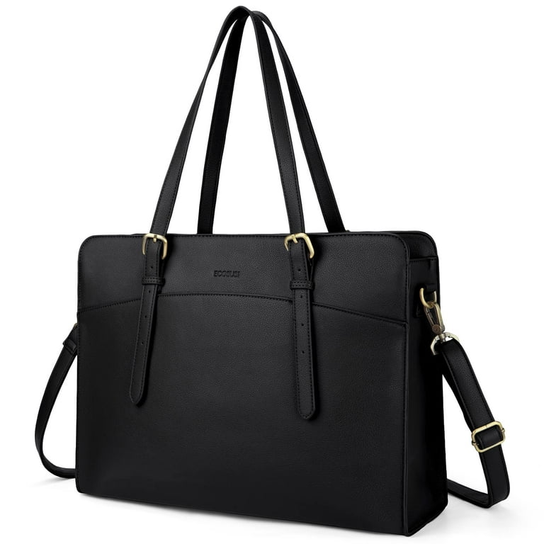 ECOSUSI Vegan Leather Laptop Bag for Women 15.6 Inch Work and Travel Black Walmart