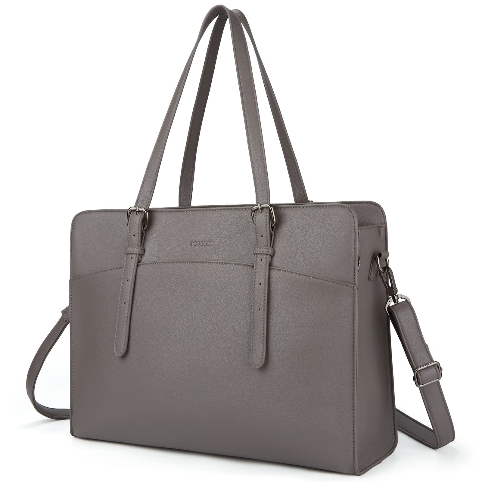 ECOSUSI Leather Laptop Tote Bag for Women 15.6 Inch Computer Briefcase