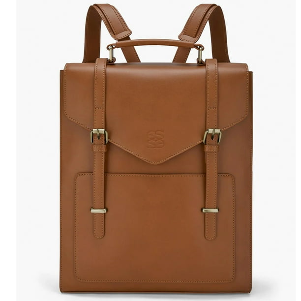 ECOSUSI Leather Vintage Women Backpack for Laptop 14 inch Computer Bag for College Bookbag Work Business Casual Travel Daypack Brown Walmart Business Supplies